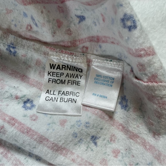 Lanz of Salzburg Womens L Tyrolean Flannel Nightgown Floral Stripe Hearts Lace - Picture 7 of 7